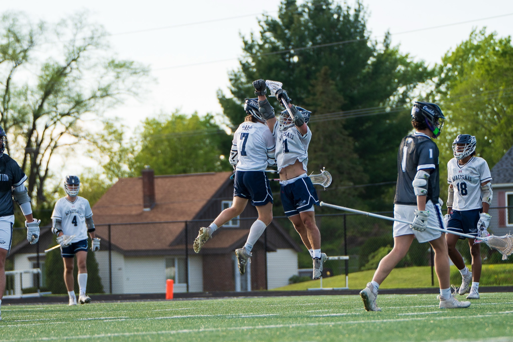 Lacrosse players competing
